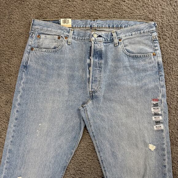 NWT Levi’s Jeans Mens 36x34 Blue 501 Straight Fit Button Fly Denim Casual Preppy - Picture 2 of 8